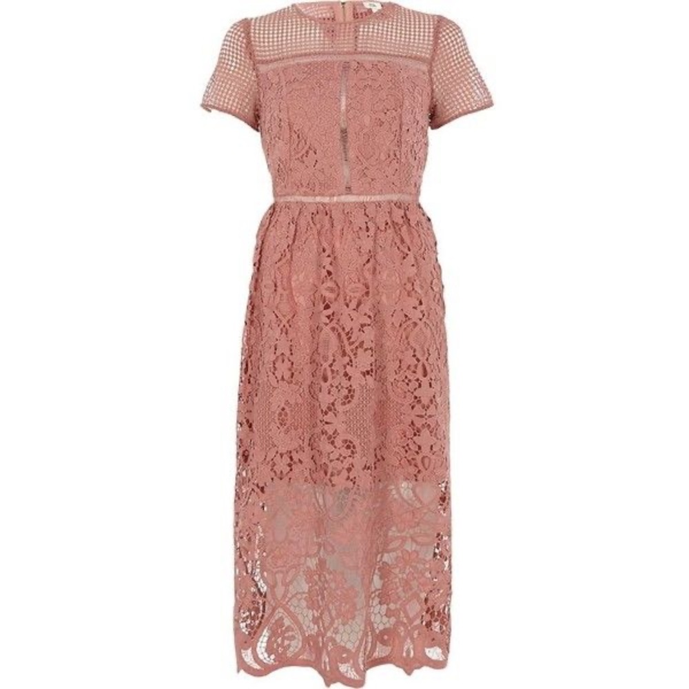 Blush pink river island midi dress